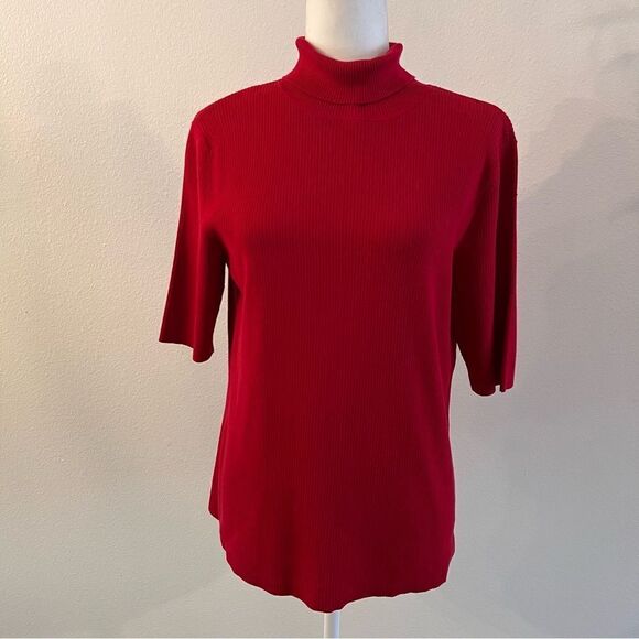 Coldwater Creek Sweater Turtleneck Silk Blend Red Lightweight Size Large - Picture 1 of 4